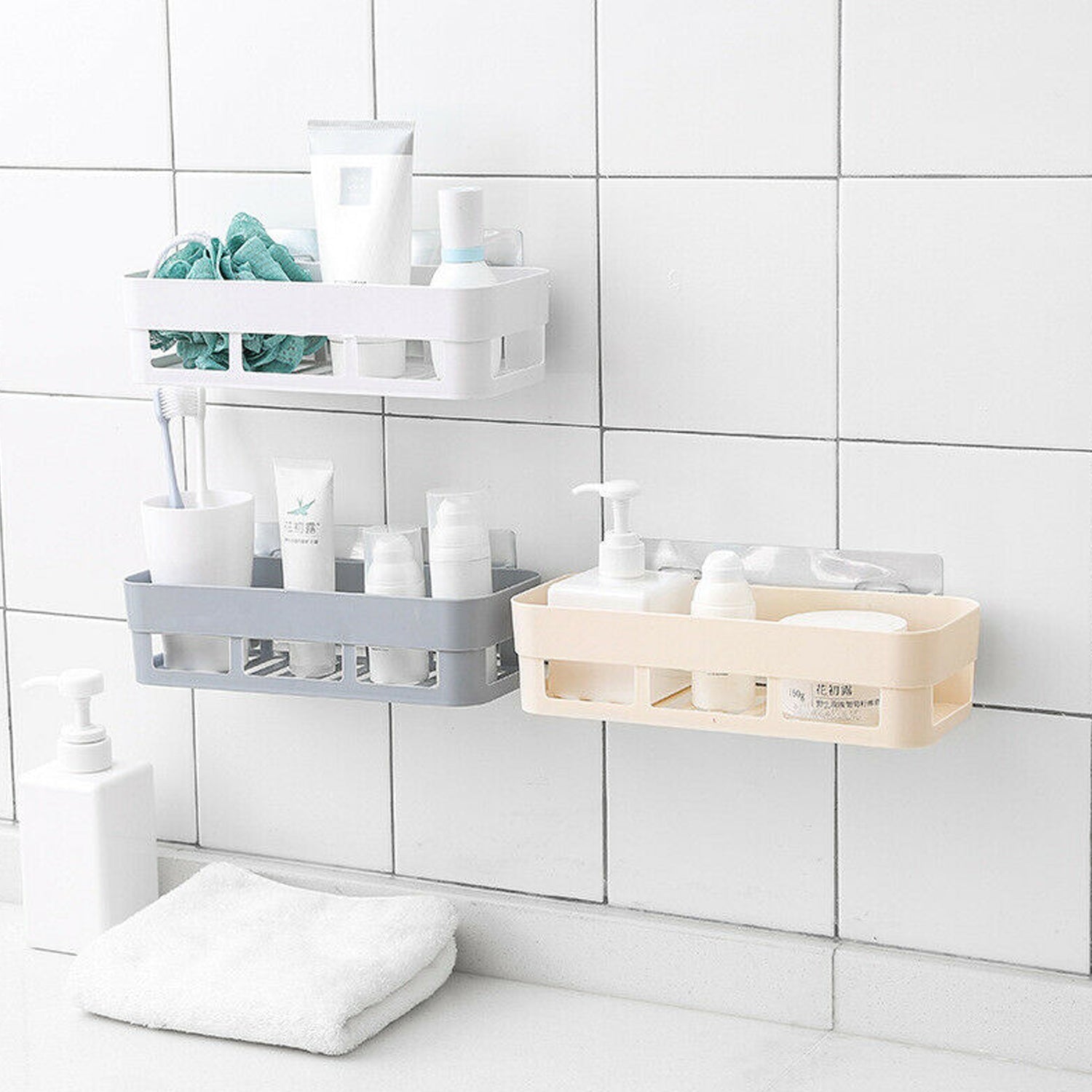 4029 ABS Plastic Shower Corner Caddy Basket Shelf Rack with Wall Mounted Suction Cup for Bathroom Kitchen DeoDap 4029 ABS Plastic Shower Corner Caddy Basket Shelf Rack with Wall Mounted Suction Cup for Bathroom Kitchen DeoDap